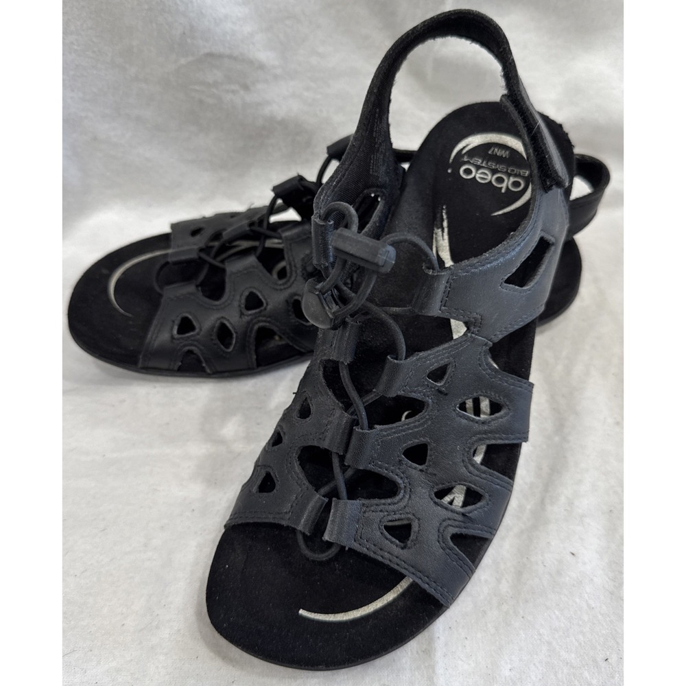 Abeo Brigita Black Lace Up Strappy Sandals Women's Size 7 Comfort BIO System
